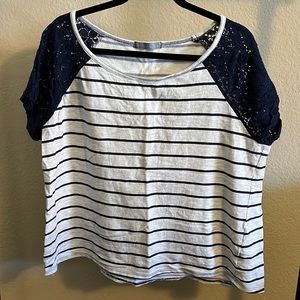 Olivia Moon Lace Sleeve Short Sleeve Shirt